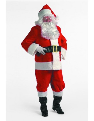10-Piece Red Plush Christmas Santa Suit Set- Adult Size X Large
