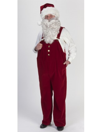 7-piece Burgundy Velvet Overall Santa Claus Christmas Suit - Adult Size XXLarge