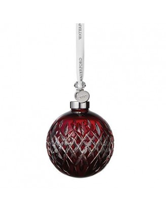 Waterford Ruby Ball Ornament 3.2