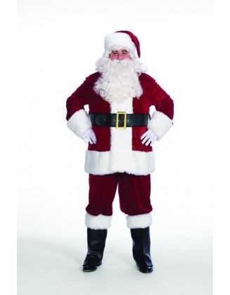 10-Piece Red Velveteen Christmas Santa Set - Adult Size XXL