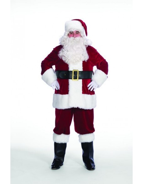 10-Piece Red Velveteen Christmas Santa Set - Adult Size XXXL