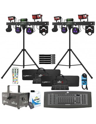 2x Chauvet DJ GigBar Move 5-in-1 Ultimate Effect Light Systems with DMX Controller & Fog Machine Package