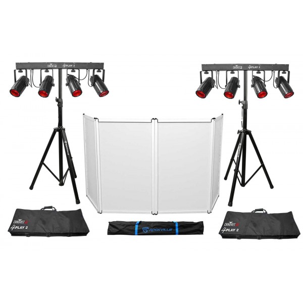 (2) Chauvet DJ 4PLAY 2 RGBW DMX Light Bars Packages+Bags+Stands and Facade 4PLAY2