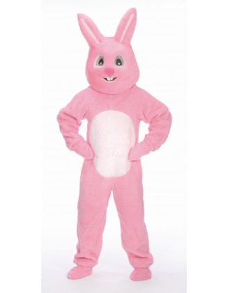 4 Piece Pink Easter Bunny Suit with Mascot Head - Adult Size Large