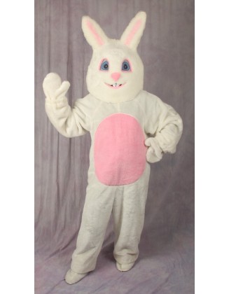 4 Piece White Easter Bunny Suit with Mascot Head - Adult Size Medium