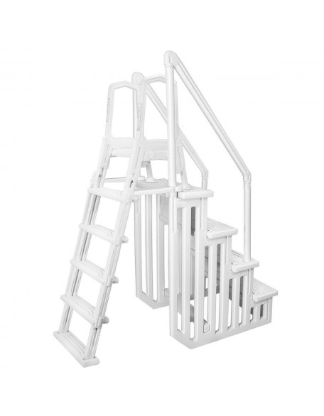 Deluxe A-Frame Above-Ground Swimming Pool Ladder Large Entry Non Slip White