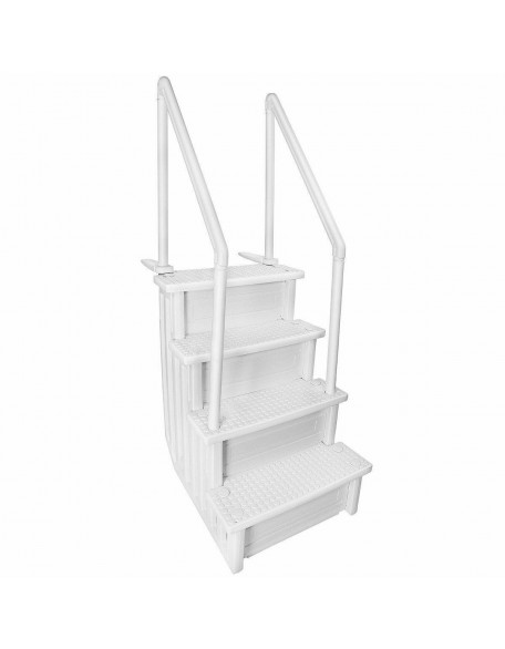 Deluxe A-Frame Above-Ground Swimming Pool Ladder Large Entry Non Slip White