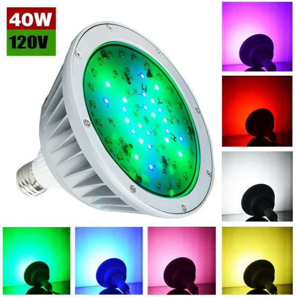 1-4PCS LED Color Pool Light Bulb for in ground pool,120V 40W RGBW Color Changing