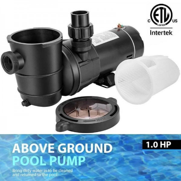 1.0 HP 5220 GPH Above Ground Swimming Pool Pump w/ Strainer Basket ETL Certified