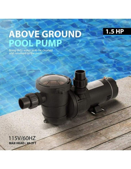 1.5 HP 8350 GPH Above Ground Swimming Pool Pump w/ Strainer Basket ETL Certified