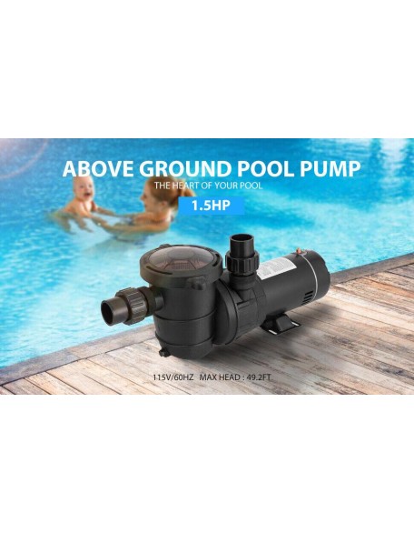1.5 HP 8350 GPH Above Ground Swimming Pool Pump w/ Strainer Basket ETL Certified