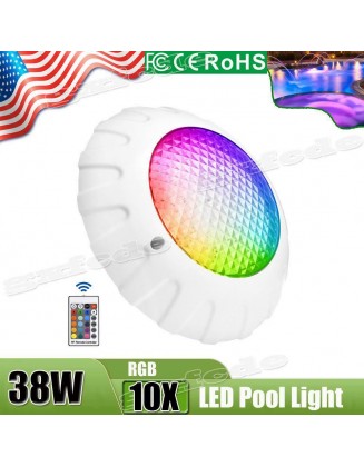 10Pcs 38W RGB Swimming LED Pool Lights underwater light IP68 Waterproof Lamp Spa