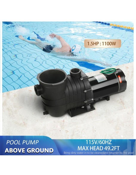 1.5 HP Swimming Pool Pump Spa Water 110 Volt Outdoor Above Ground Strainer Motor