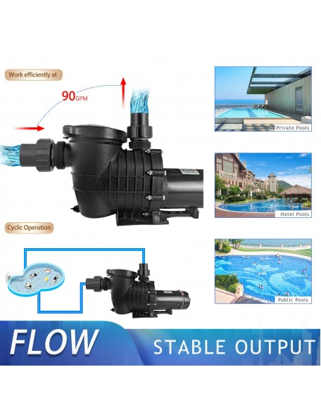 1.5 HP Swimming Pool Pump Spa Water 110 Volt Outdoor Above Ground Strainer Motor