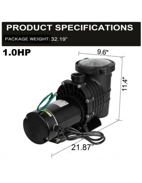 1-2.0HP Swimming Pool Water Pump Outdoor Above Ground Strainer Motor 750-1500W