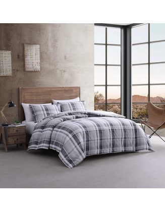 Wrangler - Queen Comforter Set, Cotton Reversible Home Bedding with Matching Shams, Soft & Breathable (Portland Grey, Queen)