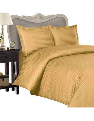 HR Decor Duvet Insert 600 GSM 5 Piece Gold 108'' x 116'' Down Stripes Emperor Bedding Comforter Set (Comforter + 4 Pillowcases) 1000 TC Egyptian Cotton