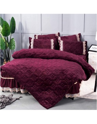 YYDD Bedding Comforter Set, 4 Pieces Bedding Set, Duvet Cover Bedding Set, Autumn and Winter Duvet Cover Plus Cotton Bedspread to Keep Warm, Size Wine Red – Soft 100%