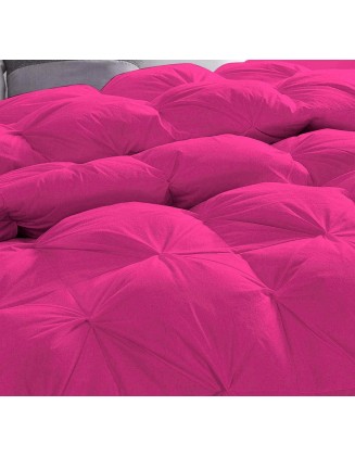 Bedding Castle 5 Piece Pinch Pleated Comforter Set Premium 1200 Thread Count Egyptian Cotton Super Soft (Full/Queen Size Hot Pink Color)