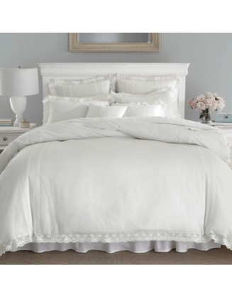 Laura Ashley Home - Queen Comforter Set, Reversible Cotton Bedding with Matching Shams, Stylish Home Decor for All Seasons (Annabella White, Queen)