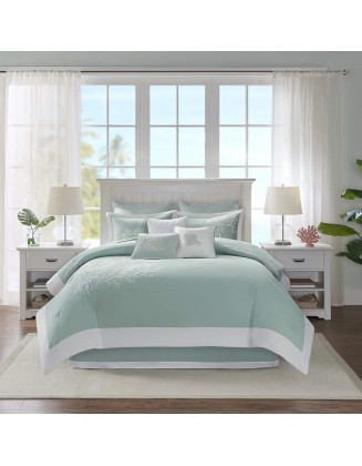 Harbor House Cotton Comforter Set - Coastal Oceanic Sealife , All Season Down Alternative Bedding with Matching Shams, Bedskirt, King(110