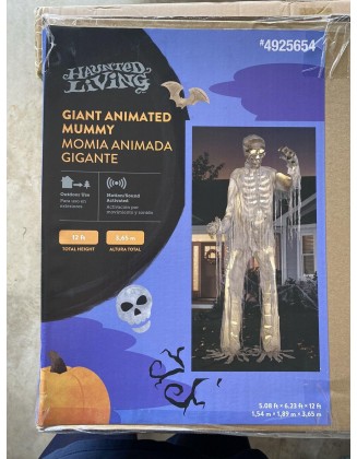 12ft Giant Skeleton Mummy LED Lighted Animatronic Halloween Decor 27613