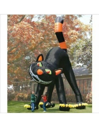 20ft Lovely Animated Giant Inflatable Black Cat for Halloween Decoration U