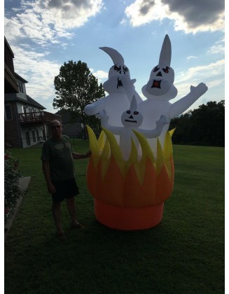 10-ft x10-ft HUGE HALLOWEEN GHOSTS ON FIRE AIRBORN INFLATABLE BLOW UP