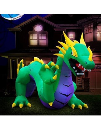 15 ft Halloween Inflatable Serpent Dragon Yard Decoration - 15 ft Long Lawn