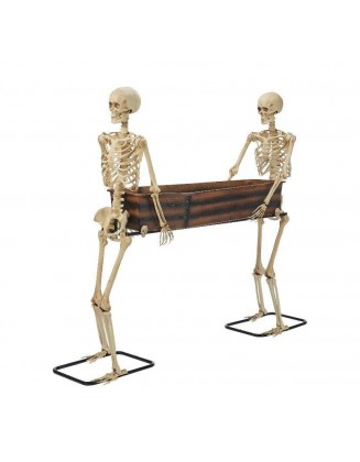 5 FT SKELETON DUO CARRYING COFFIN HALLOWEEN WAY TO CELEBRATE YARD DECORATION