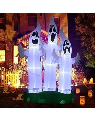 10 Ft Halloween Decorations Inflatable Halloween Decor with LED 3 Ghosts