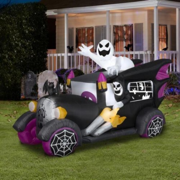 (Halloween) Inflatable (Hot Rod  Hearse) (LED Lights) (5.5 ft. H)