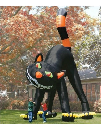 20ft Lovely Animated Giant Inflatable Black Cat for Halloween Decoration M