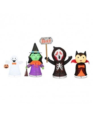 4-Piece Pre-Lit Pop-Up Halloween Pals With 370 LED lights Twinkle Varies in Size