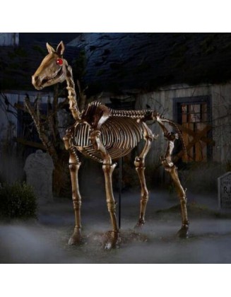 6 ft Life Size Standing Skeleton Horse Halloween Prop Home Accents Depot In Hand
