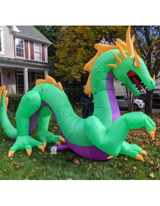 XL Serpent Dragon 14FT Halloween Inflatables Green Lizard Snake Yard Lawn Decor