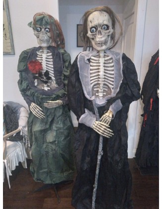 2) Spirit Halloween Skeleton Gruesome Greeter Props !  Fun World Greeters