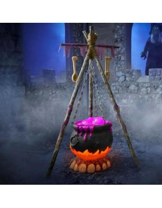 5 ft Magic Bubbling Cauldron with LED Fire Halloween Animatronic In Box!