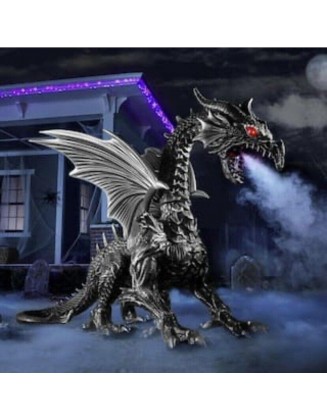 ✅NEW✅ 69 in Animated Giant Silver Dragon Halloween Animatronic