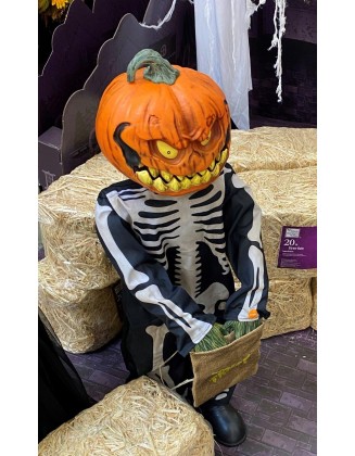 3 ft Grave & Bones Animated LED Pumpkin Twins Rotten Patch Halloween Decorations