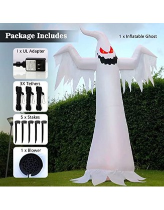 12FT Halloween Inflatables White Ghost, Giant Spooky Outdoor Decorations Blow up Ghost for Yard Patio Lawn Garden Home Hou...