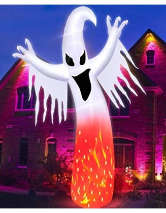 [Rotating Flame] 12 Foot Giant Halloween Inflatables Flame Ghosts Blow Up with Rotating LED Lights Halloween Decorations O...