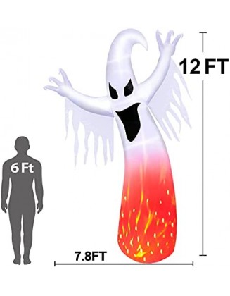 [Rotating Flame] 12 Foot Giant Halloween Inflatables Flame Ghosts Blow Up with Rotating LED Lights Halloween Decorations O...