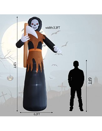 yosager 12 FT Halloween Inflatable Decorations, Giant Lighted Reaper Grim Ghost Inflatables, Outdoor Large Halloween Scary...