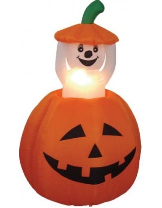 4 Foot Animated Halloween Inflatable Pumpkin and Ghost LED Lights Decor Outdoor Indoor Holiday Decorations, Blow up Lighte...