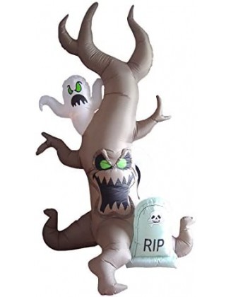 8 Foot Tall Halloween Inflatable Grave Scene with Ghost, Dead Tree Monster and Tombstone Party LED Lights Decor Outdoor In...