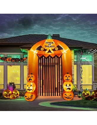 9.3 Feet Halloween Inflatable Pumpkin Arch Kalolary Pumpkin High Gate with LED Light, Halloween Blow up Outdoor Indoor Dec...