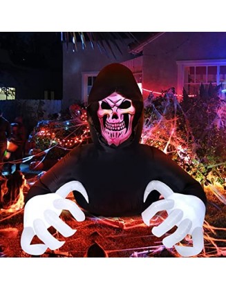 8 FT Length Halloween Inflatable Grim Reaper Halloween Decorations Halloween Outdoor Blow Up Yard for Halloween Outdoor Ya...