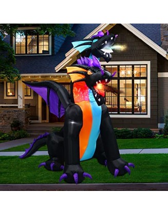 7 Ft Halloween Inflatable Dragon Decorations with 2 Heads for Home Garden Lawn Indoor Outdoor