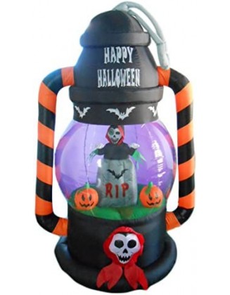 6 Foot Tall Halloween Inflatable Lantern with Skeleton Tombstone Pumpkin LED Lights Decor Outdoor Indoor Holiday Decoratio...